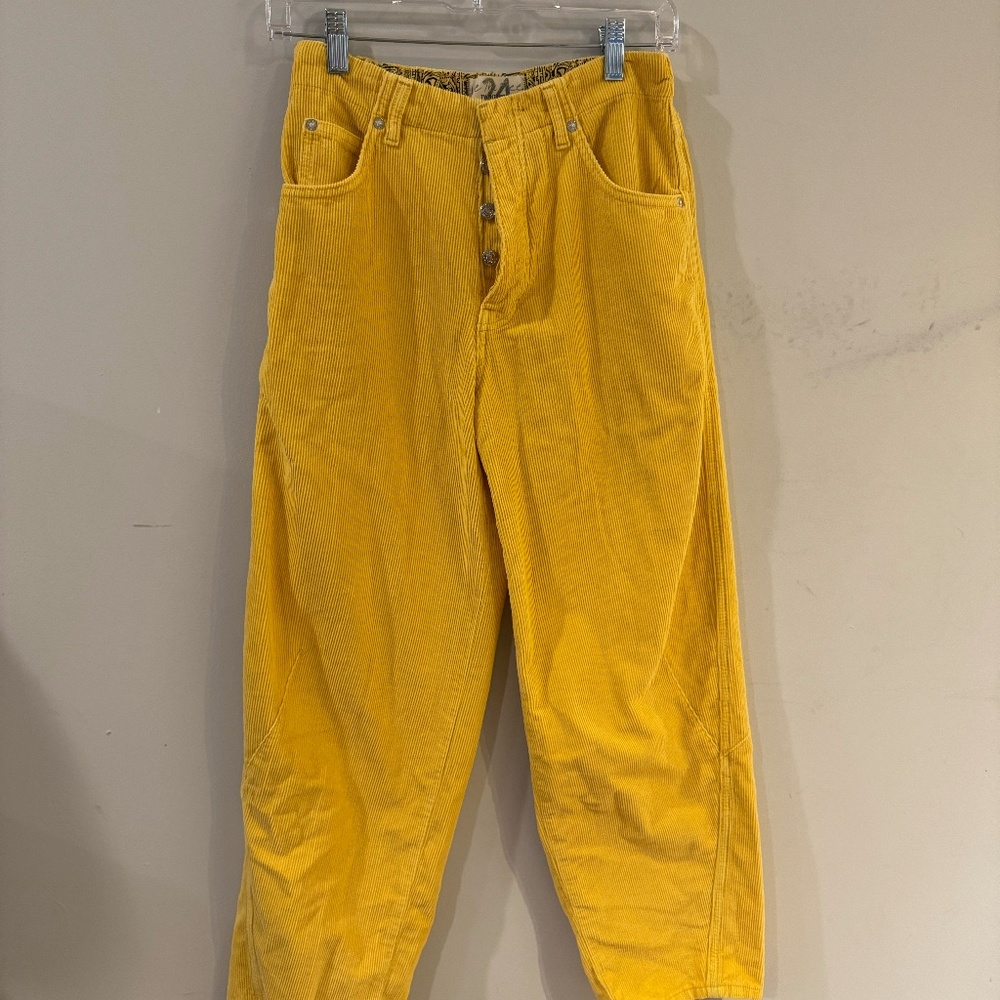 free people mustard yellow corduroy pants